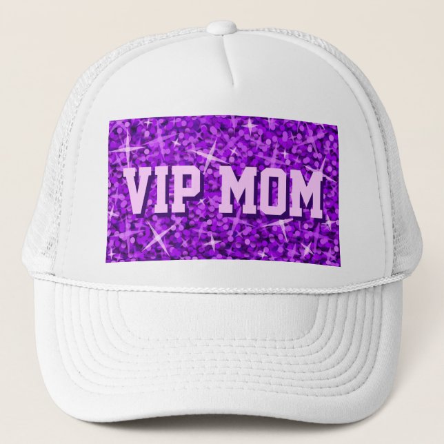 Casquette Chapeau de camionneur Glitz Purple 'VIP MOM' (Devant)