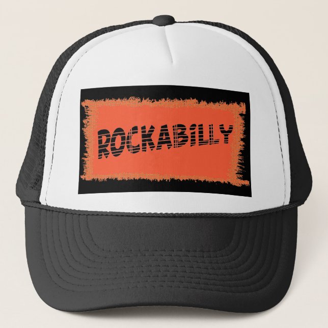 Casquette Chapeau de camionneur noir déchiqueté RockaBilly (Devant)