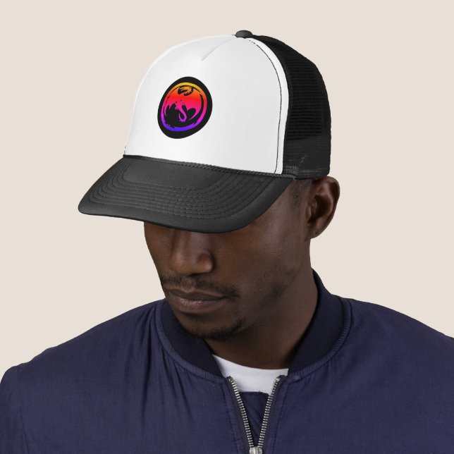 Casquette Chapeau de camionneur noir Neon Dragon (En situation)