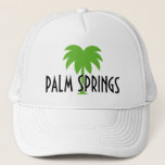 Casquette Chapeau de camionneur Palm Springs<br><div class="desc">Chapeau camionneur Palm Springs. Logo de palmier vert avec texte personnalisé. Idéal pour fête d'anniversaire,  week-end,  voyage,  vacances,  escapade,  plage etc</div>
