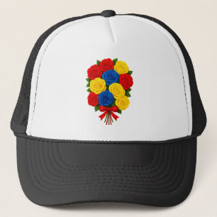 Casquette Chapeau de camionneur pour femmes Bouquet de roses