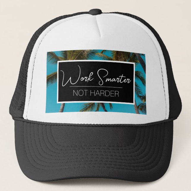 Casquette Chapeau de camionneur "Work Smarter" (noir) (Devant)