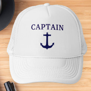 Casquette Chapeau de capitaine bleu marine à l'ancre