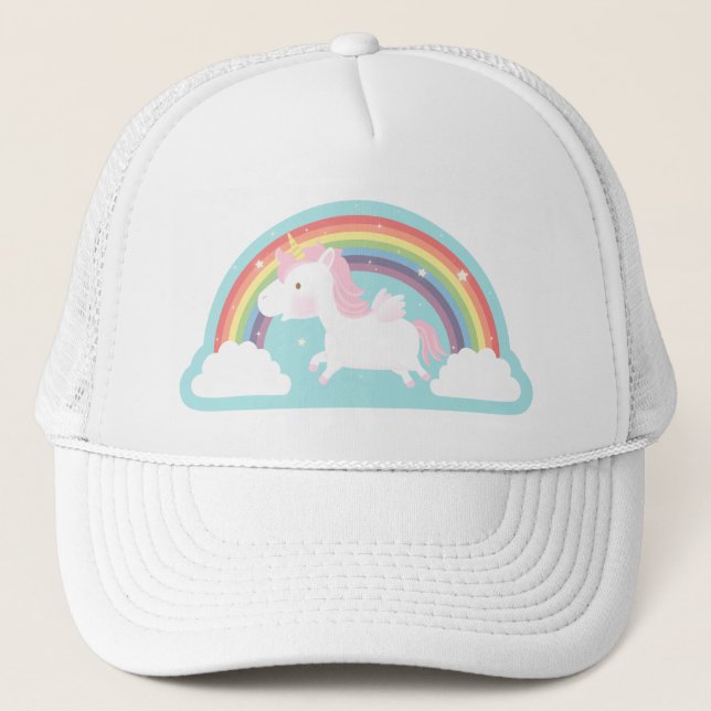 Casquette Chapeau de fille licorne volante mignonne et arc-e (Devant)