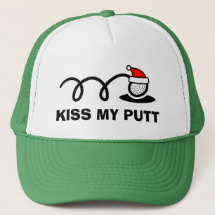 Casquette Chapeau de golf drôle de Noël   Embrasse mon putt