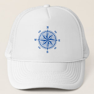 Casquette Chapeau de la marine Blue Nautical Compass Trucker