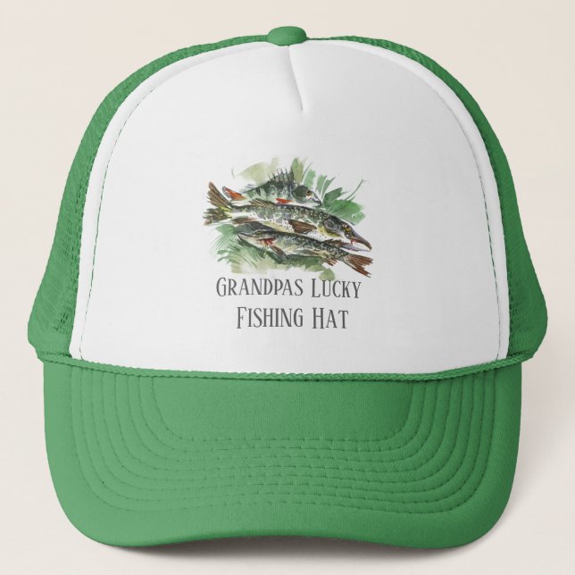 Casquette Chapeau de pêche chanceux de grand-papa | Brochet  (Devant)