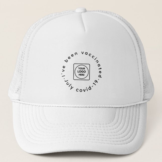 Casquette Chapeau de personnel vacciné blanc | Logo d'entrep (Devant)