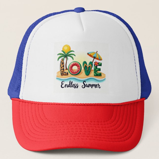Casquette Chapeau de plage dessin animé Été sans fin Amour (Devant)