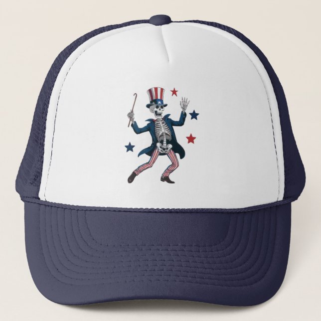 Casquette Chapeau de squelette dansant du 4 juillet (Devant)
