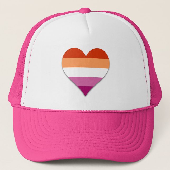 Casquette Chapeau de Trucker à coeur de fierté lesbienne (Devant)