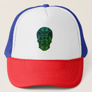 Casquette Chapeau de Trucker d'art crânien vert
