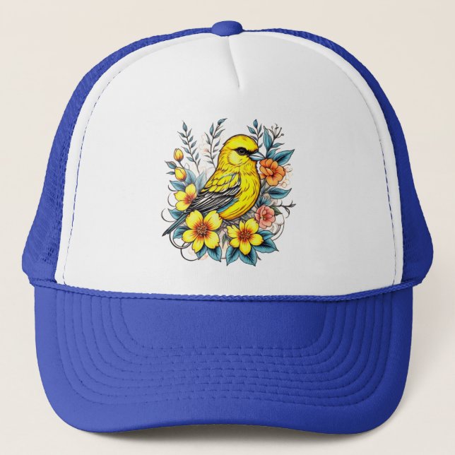 Casquette Chapeau de Trucker d'Oiseau Jaune (Devant)