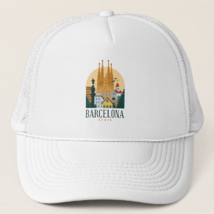 Casquette Chapeau de Trucker Skyline Espagne Barcelone