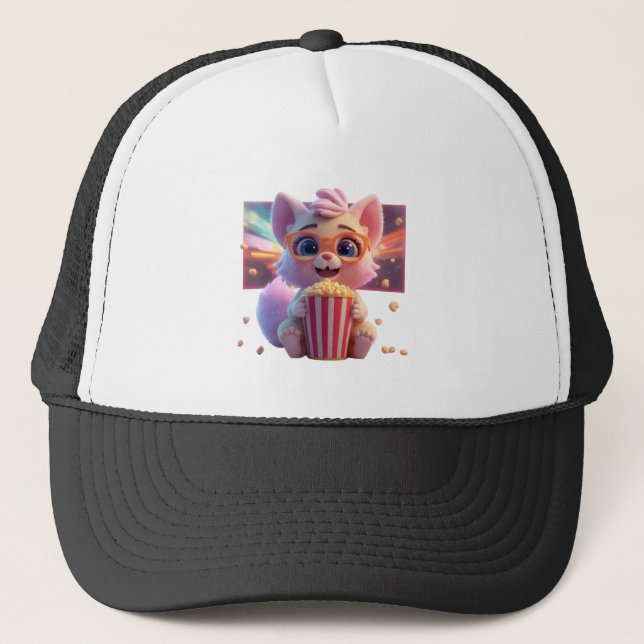 Casquette Chapeau Mignon de Chat au Popcorn (Devant)