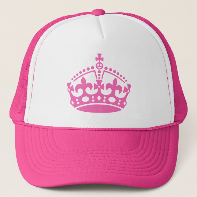Casquette Chapeau rose keep calm avec logo couronne. (Devant)