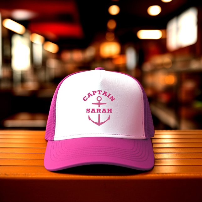 Casquette Chapeau rose personnalisé fille capitaine bateau n (Créateur téléchargé)