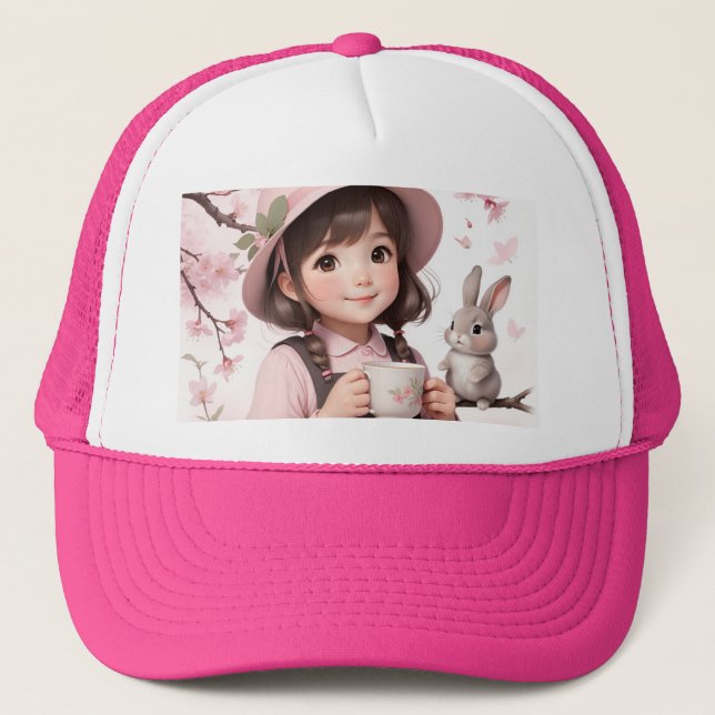 Casquette Chapeau Trucker mignon : Anime Girl. (Devant)
