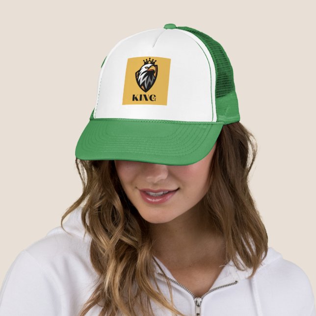 Casquette Chapeaux de camionnette King Photo blanc et vert (En situation)