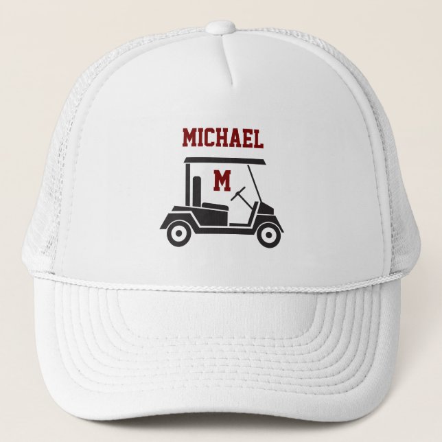 Casquette Chariot de golf amusant Monogramme Nom (Devant)