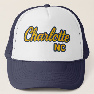 Casquette Charlotte NC Script Design - Bold Jaune & Navy