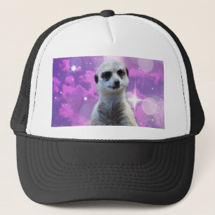 Casquette Charme chatoyant : Meerkat sur Pink Bokeh Arrière