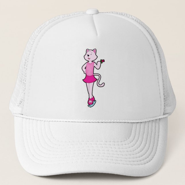 Casquette Chat à Patinage sur glace avec Fleur (Devant)