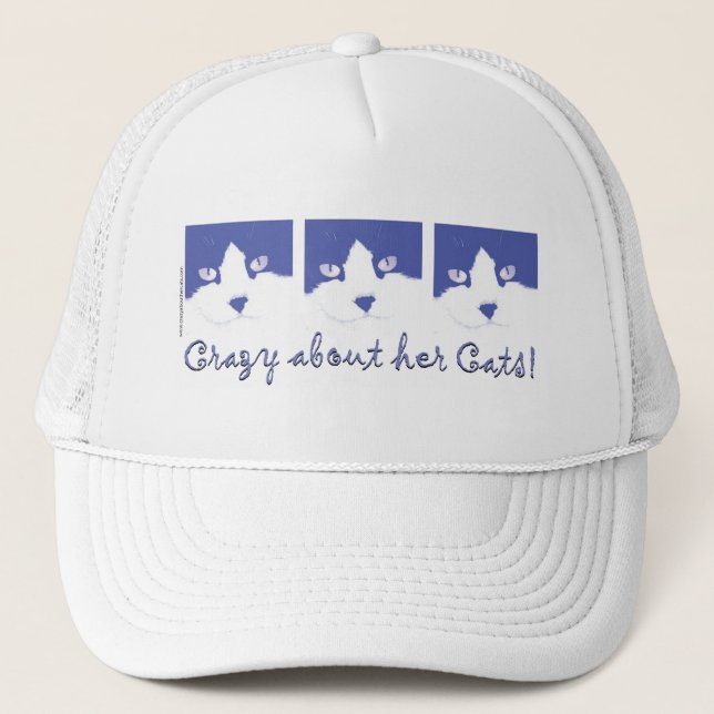 Casquette Chat à poil noir et blanc (Devant)