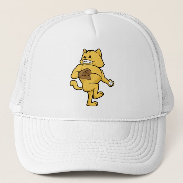 Casquette Chat au baseball avec gant Catch (Devant)
