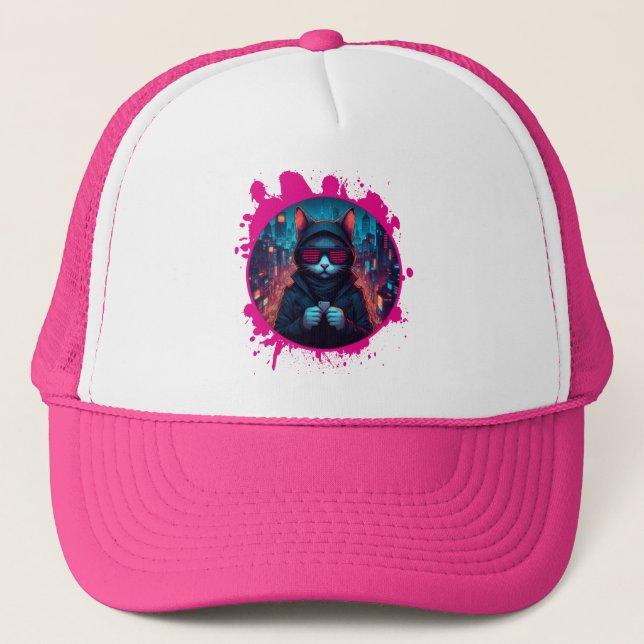 Casquette Chat aux Lunettes de soleil élégantes (Devant)
