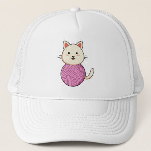 Casquette Chat avec bille de laine