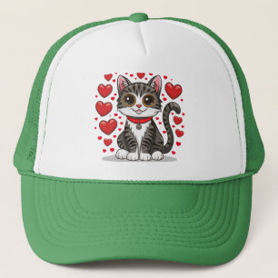 Casquette Chat avec symboles d'amour Clipart-85245