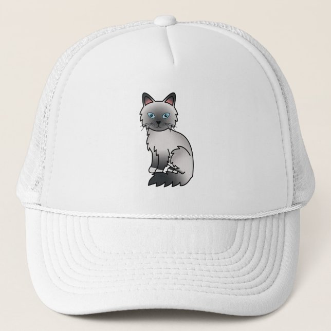 Casquette Chat Birman / Ragdoll au point bleu (Devant)