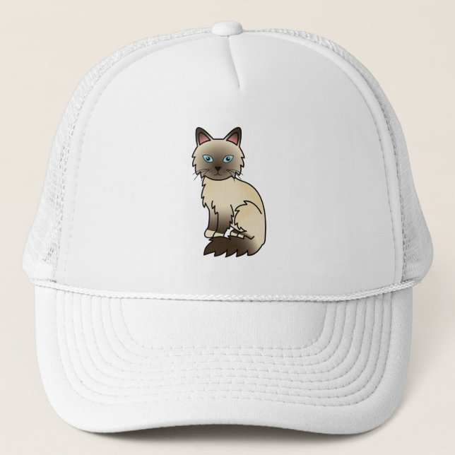 Casquette Chat Birman / Ragdoll au point chocolat (Devant)
