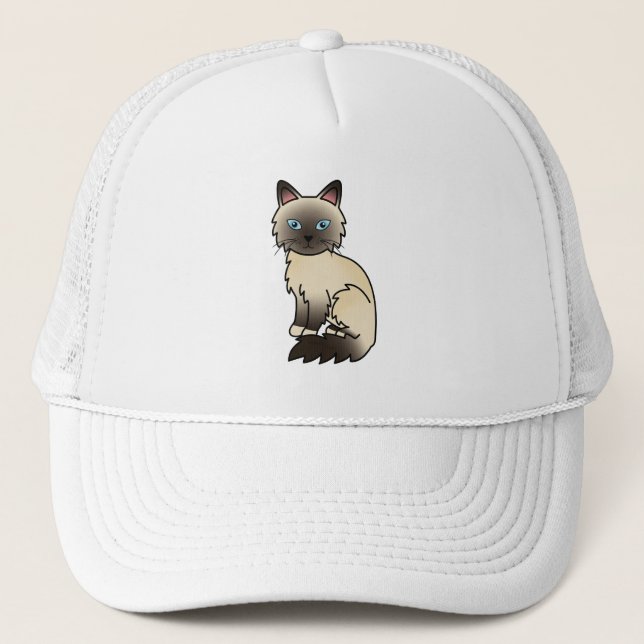 Casquette Chat Birman / Ragdoll au point sépia (Devant)