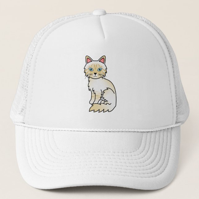 Casquette Chat Birman / Ragdoll au tabby crème pointe (Devant)