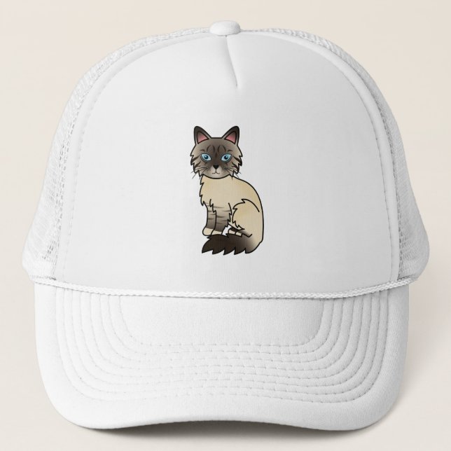 Casquette Chat Birman / Ragdoll au tabby seal point (Devant)