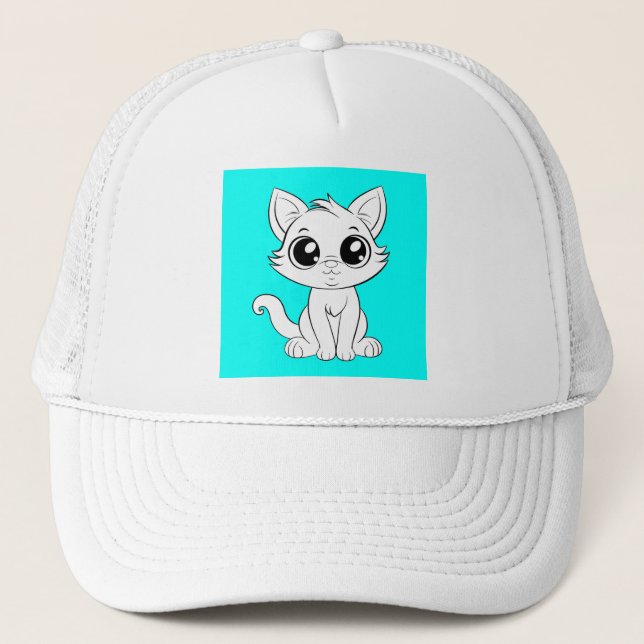 Casquette Chat blanc adorable (Devant)