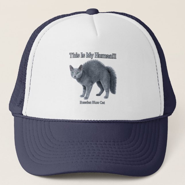 Casquette Chat bleu russe – C'est mon humain (Devant)