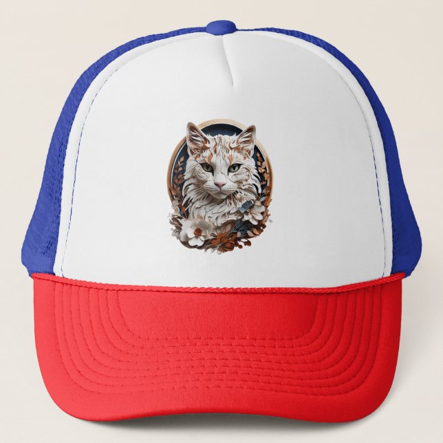 Casquette chat, chaton avec fleur (Devant)