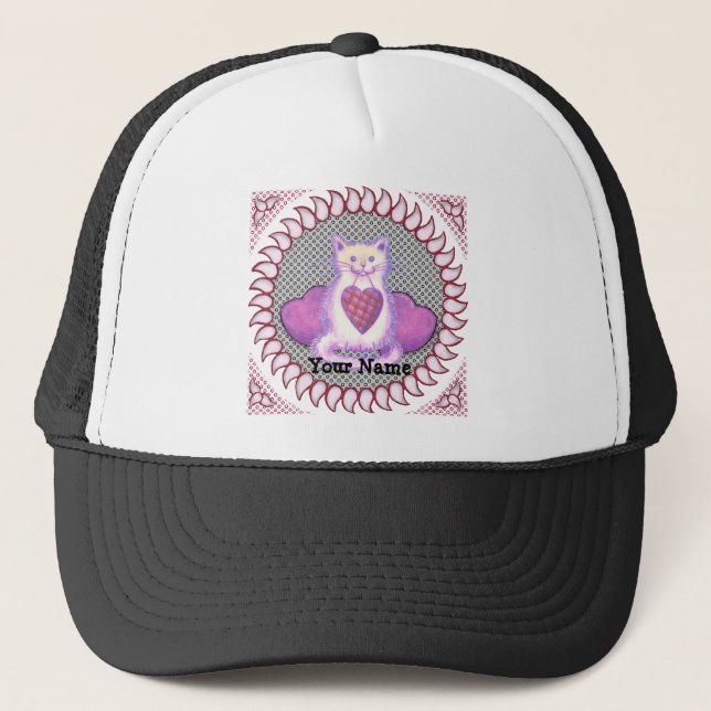 Casquette Chat Coeur Plaid (Devant)