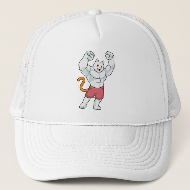 Casquette Chat comme Bodybuilder avec de grands Muscles (Devant)