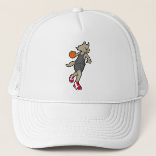 Casquette Chat comme joueur de basket-ball avec basket-ball