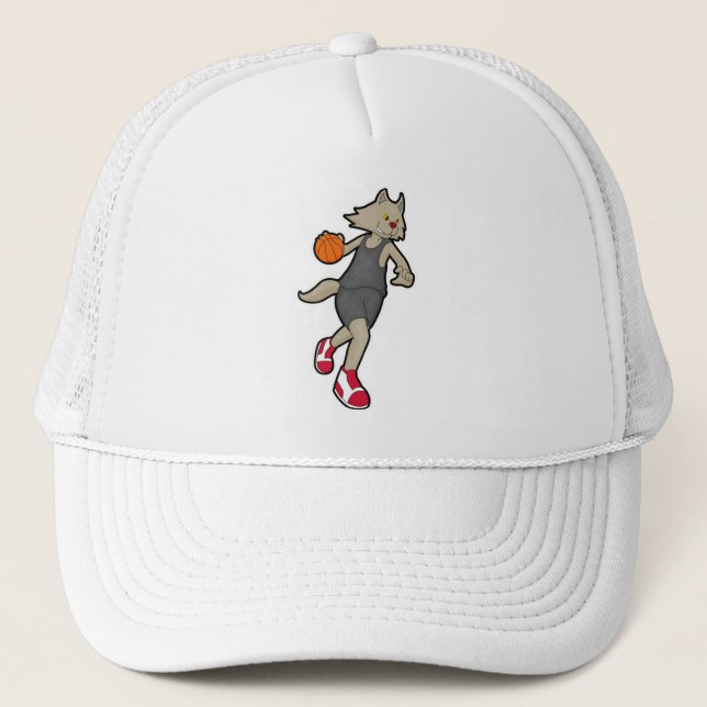 Casquette Chat comme joueur de basket-ball avec basket-ball (Devant)