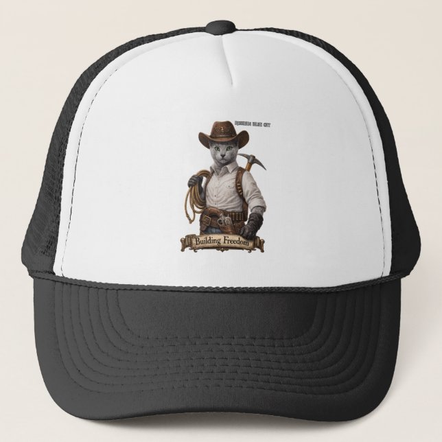 Casquette Chat Cowboy Russian Blue – Construire la Liberté (Devant)