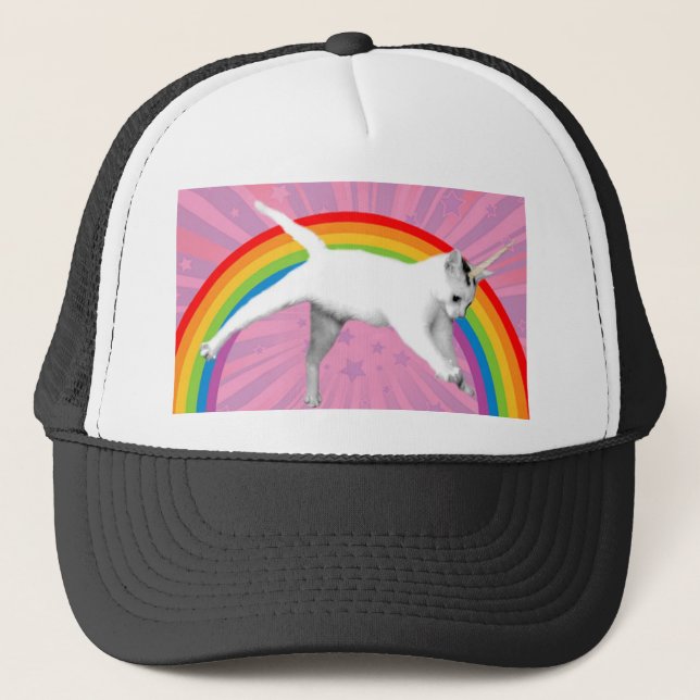 Casquette Chat d'arc-en-ciel de licorne (Devant)