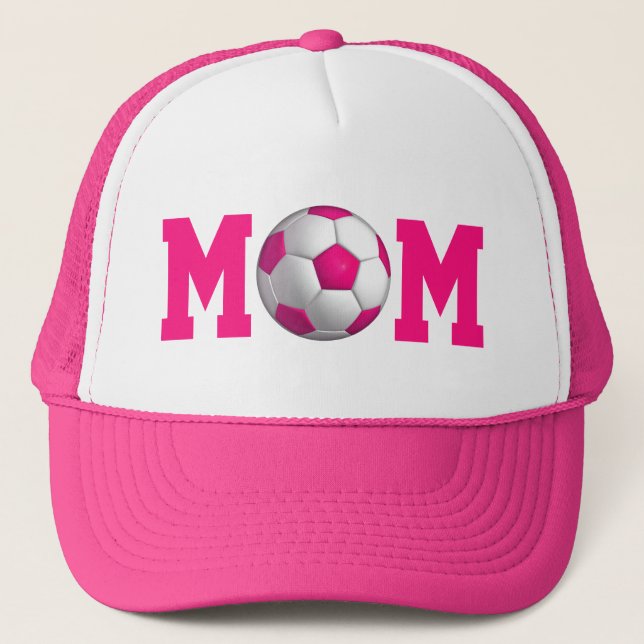 Casquette Chat de camionnette de maman de football rose (Devant)