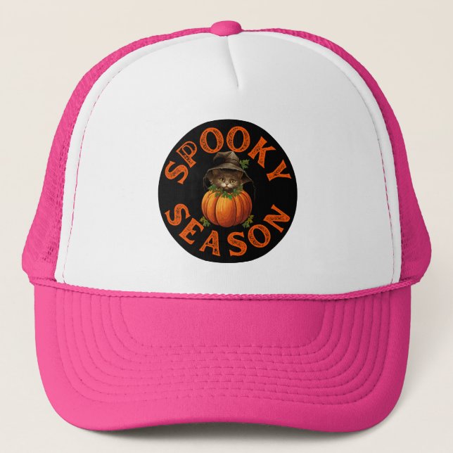 Casquette Chat de citrouille de saison effrayante (Devant)