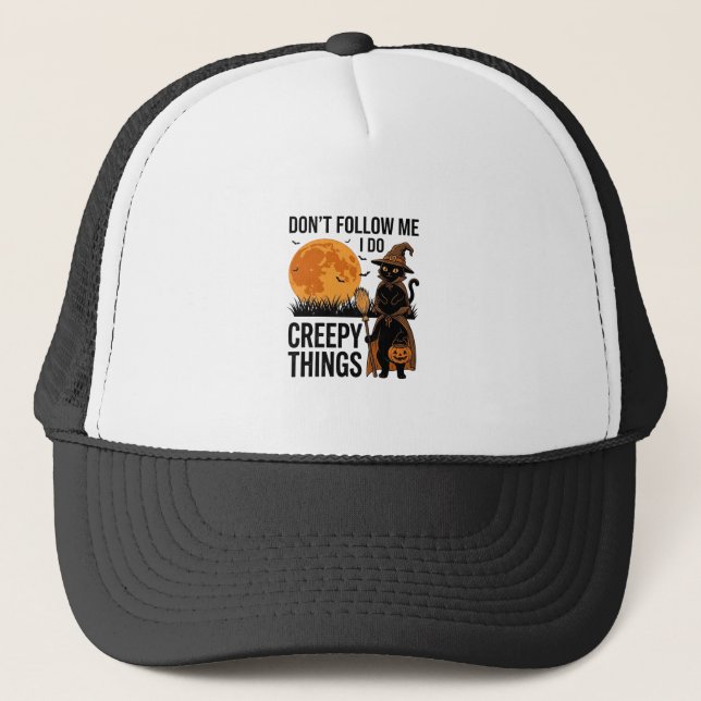 Casquette Chat d'Halloween Choses Effrayantes Sorcière Drôle (Devant)