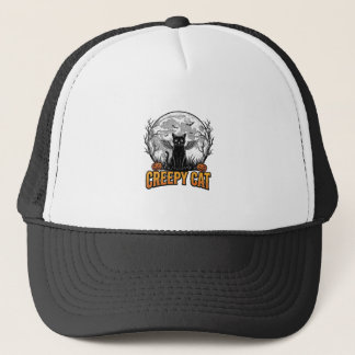 Casquette Chat effrayant Halloween Dessin de gravure vintage